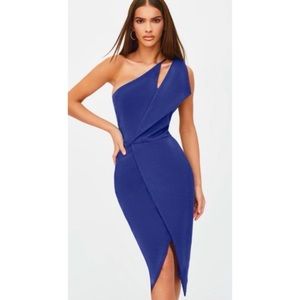 Lavish Alice One Shoulder Cut Out Midi Dress Size US 6